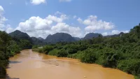 Mountains and river along State Route D29 Dabong to Gua Musang 